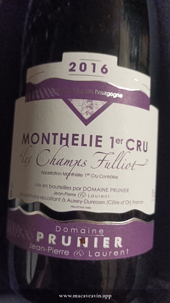 Étiquette de Monthélie 1er Cru Les Champs Fulliot, Domaine Prunier