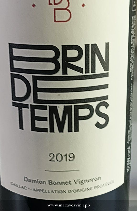 Étiquette de Brin de Temps rouge, Domaine de Brin