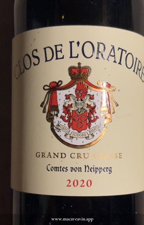 Étiquette de Clos de l’Oratoire, Vignobles Comtes von Neipperg