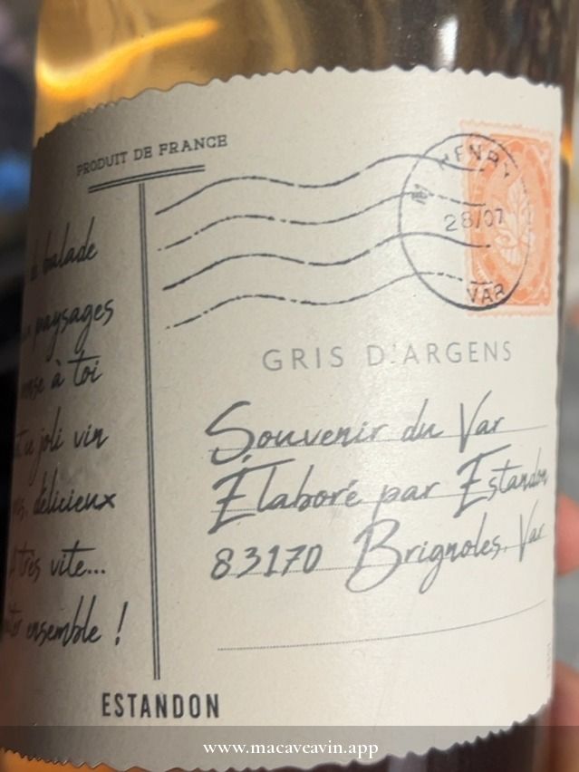 Étiquette de Gris d’Argens « Souvenir du Var », Estandon