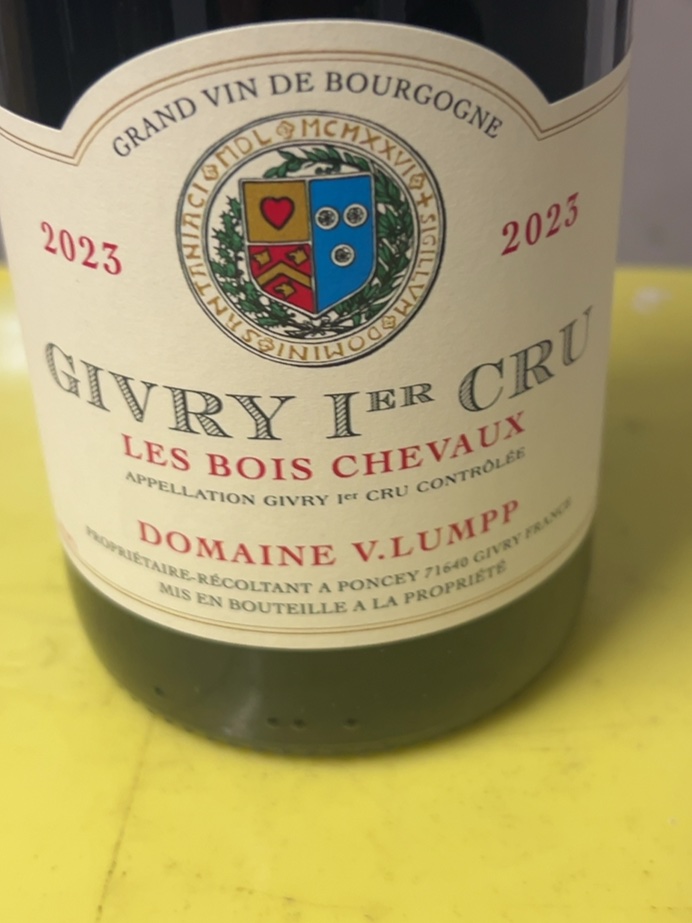 Étiquette de Givry 1er Cru Les Bois Chevaux, Domaine Vincent Lumpp