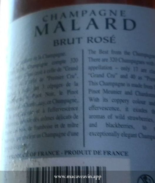 Étiquette de Malard Brut Rosé Excellence, Champagne Malard