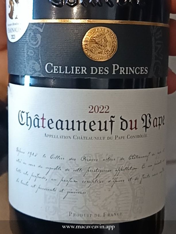 Étiquette de Châteauneuf-du-Pape Rouge, Cellier des Princes