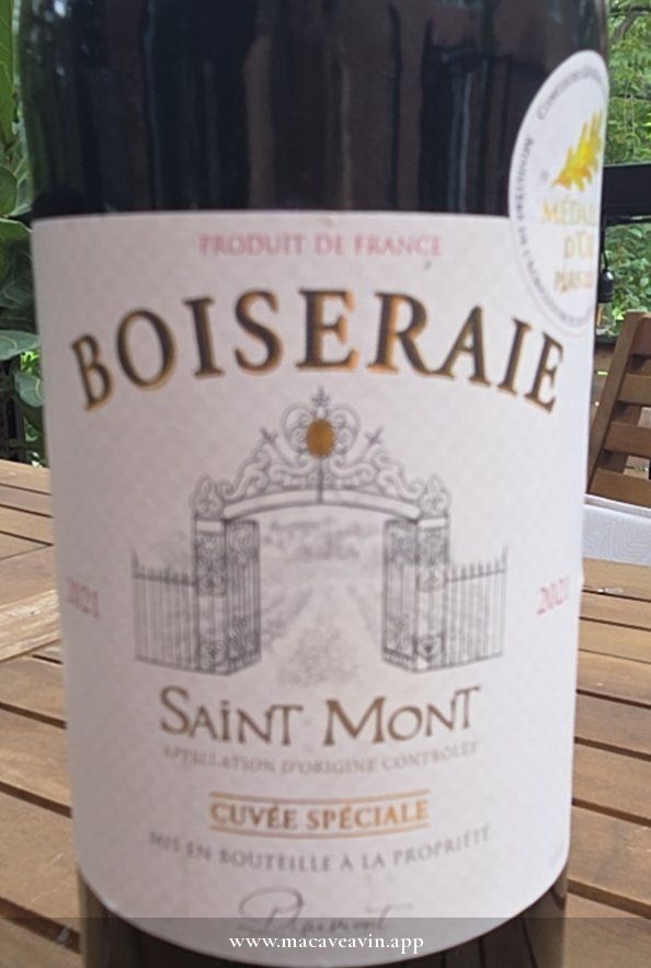 Étiquette de Boiseraie Cuvée Spéciale Rouge, Plaimont