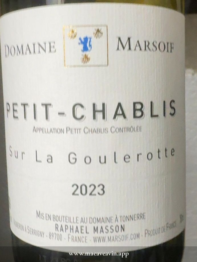 Étiquette de Sur la Goulerotte, Domaine Marsoif