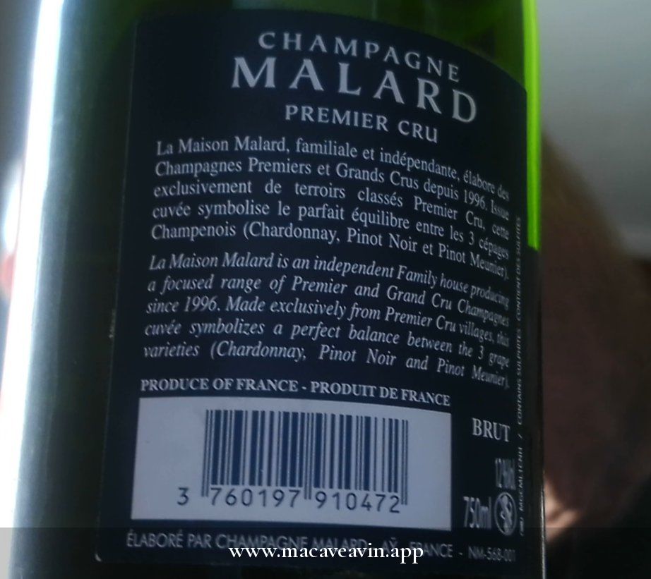 Étiquette de Cuvée Premium Brut Premier Cru, Champagne Malard