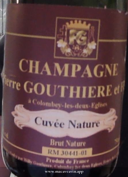 Étiquette de Cuvée Nature, Pierre Gouthière et Fils