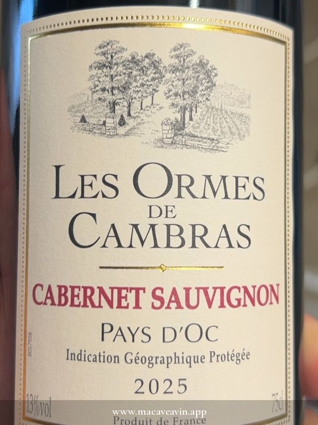 Étiquette de Les Ormes de Cambras Cabernet Sauvignon, Les Ormes de Cambras