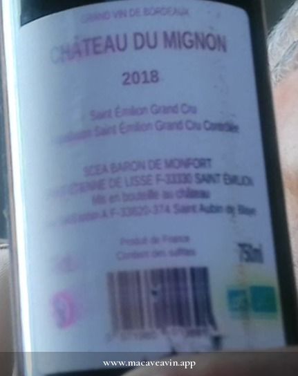 Étiquette de Château du Mignon Saint-Émilion Grand Cru, Château du Mignon