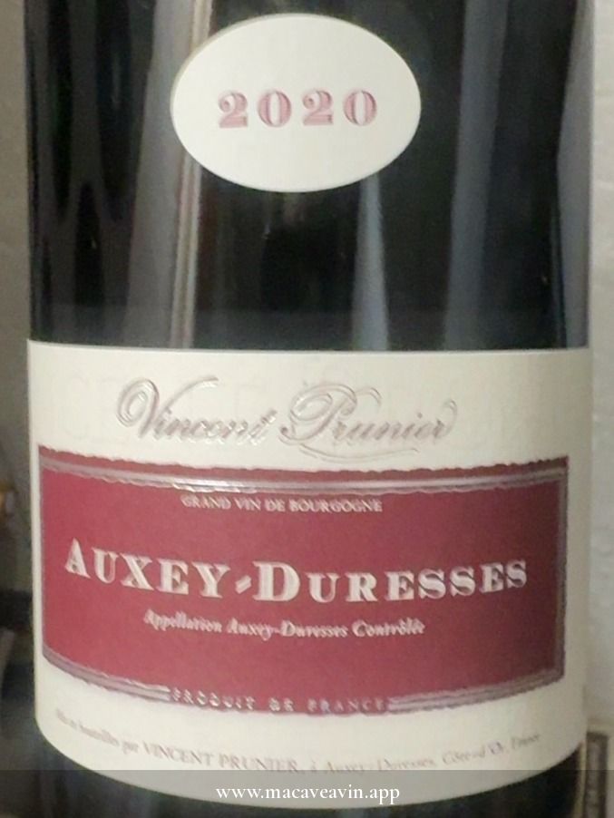 Étiquette de Auxey-Duresses Rouge, Domaine Vincent Prunier