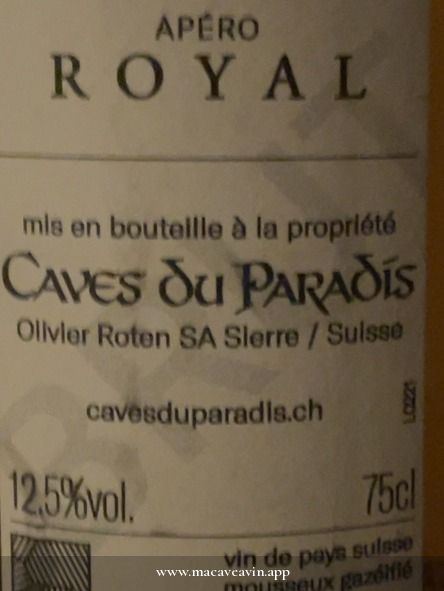 Étiquette de Apéro Royal Brut, Caves du Paradis