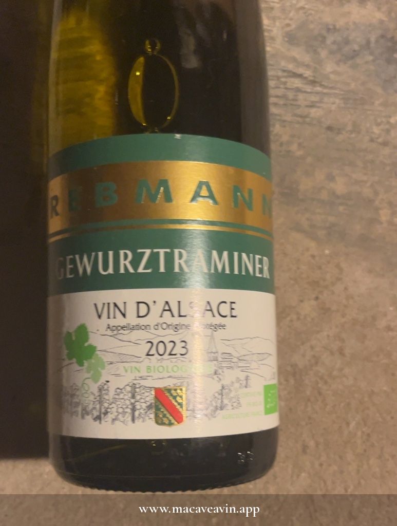 Étiquette de Gewurztraminer, Rebmann