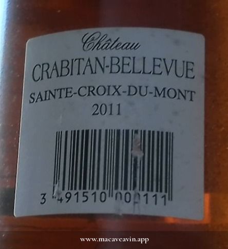 Étiquette de Château Crabitan-Bellevue Bordeaux moelleux, Château Crabitan-Bellevue