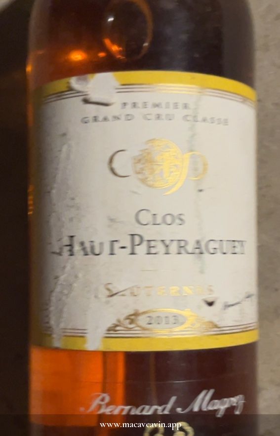 Étiquette de Sauternes Premier Grand Cru Classé, Clos Haut-Peyraguey