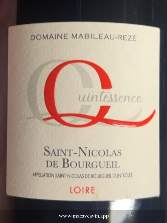 Étiquette de Quintessence, Domaine Mabileau-Rezé