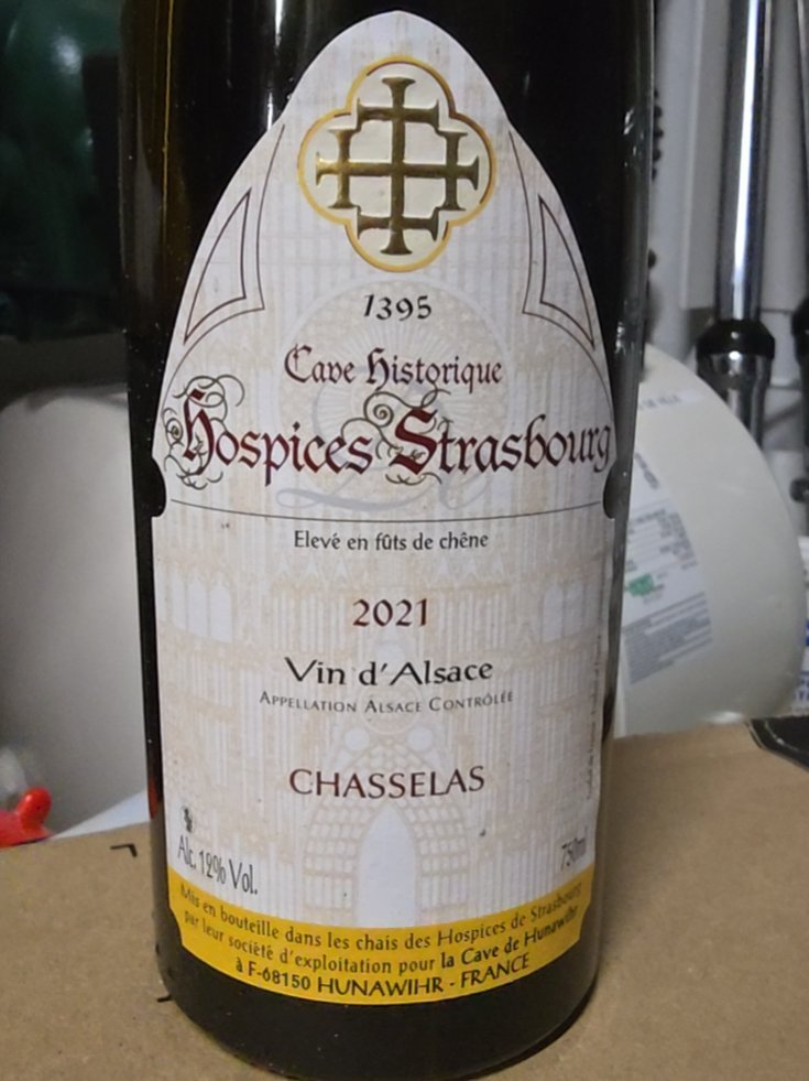Étiquette de Chasselas, Cave Historique des Hospices de Strasbourg