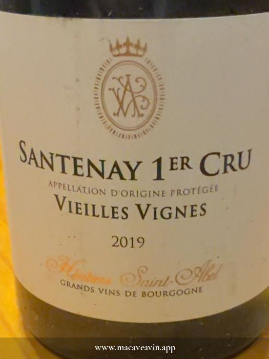 Étiquette de Santenay 1er Cru Vieilles Vignes, Domaine Saint-Abel