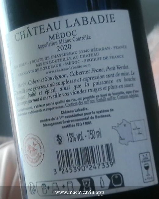 Étiquette de Château Labadie Cru Bourgeois, Château Labadie
