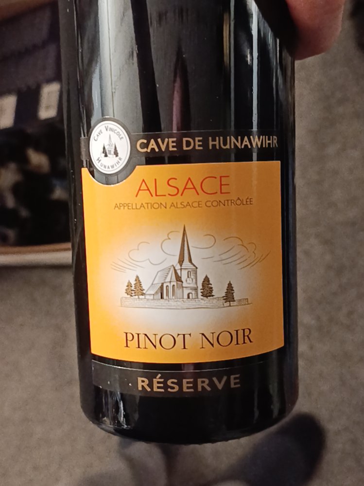 Étiquette de Pinot Noir Réserve, Cave Vinicole de Hunawihr