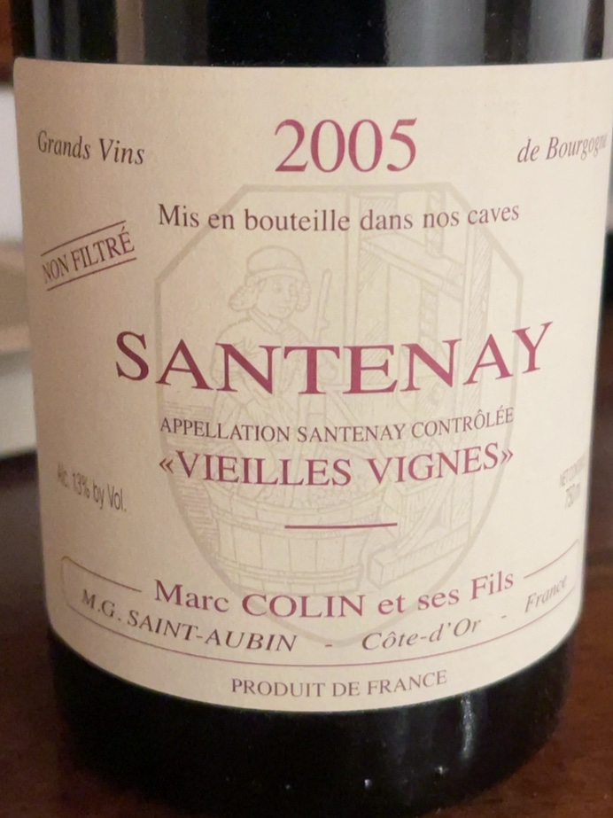 Étiquette de Santenay Vieilles Vignes, Domaine Marc Colin & Fils
