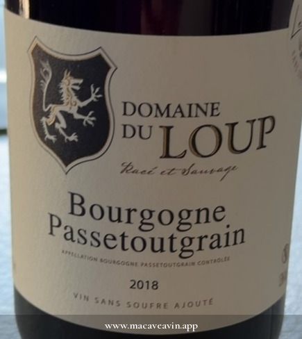 Étiquette de Bourgogne Passetoutgrain, Domaine du Loup
