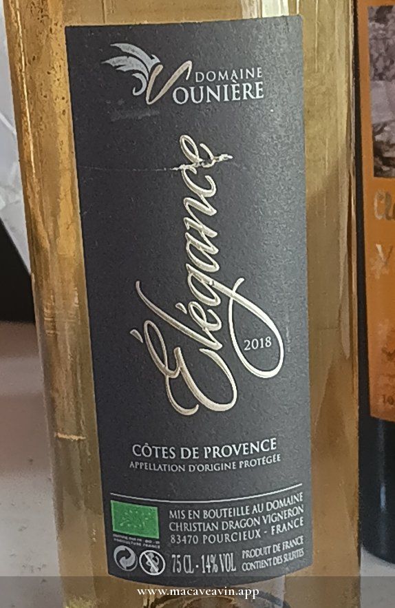 Étiquette de Élégance Blanc, Domaine du Vallon Noir