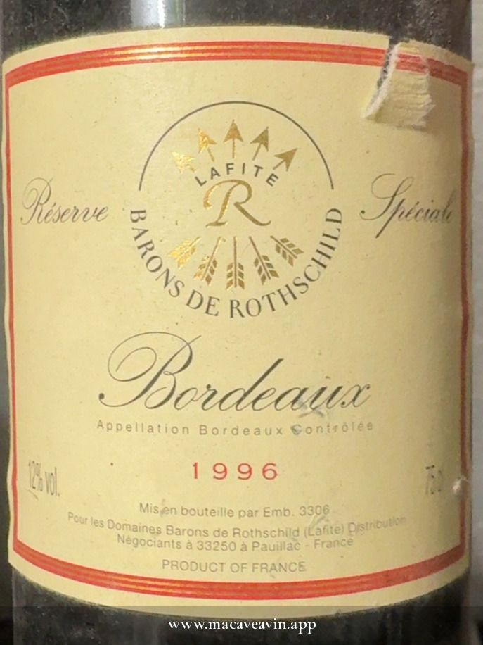 Étiquette de Réserve Spéciale Bordeaux Rouge, Domaines Barons de Rothschild (Lafite)