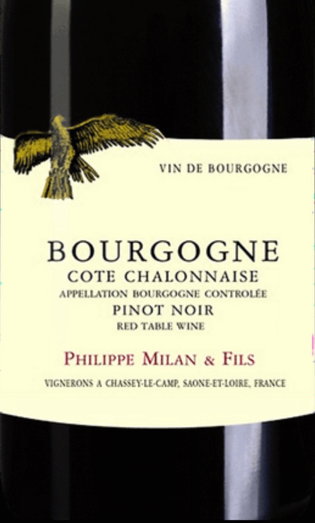 Étiquette de Pinot Noir Bourgogne Côte Chalonnaise, Philippe Milan & Fils