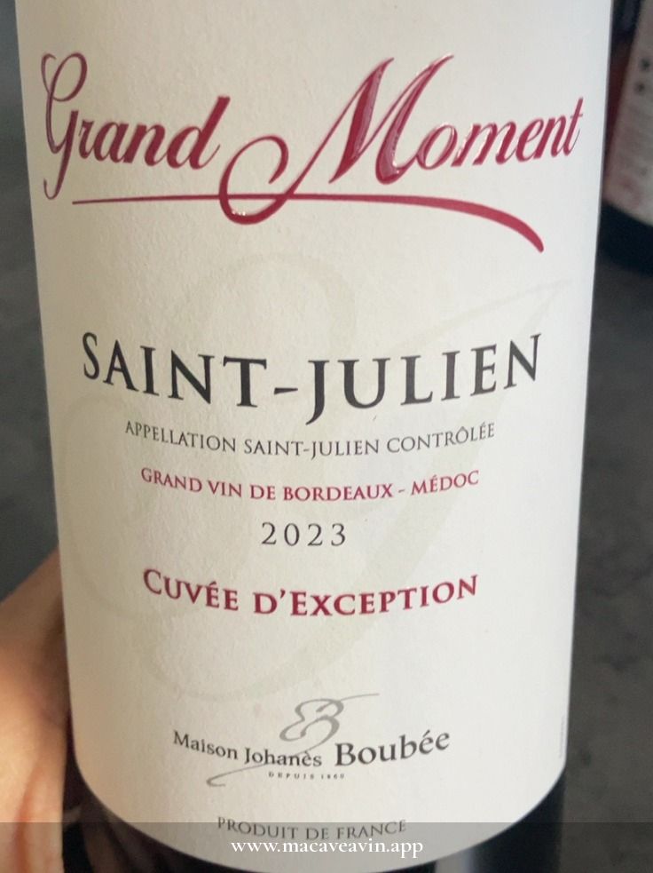 Étiquette de Grand Moment Cuvée d’Exception, Maison Johanès Boubée