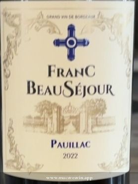 Étiquette de Franc Beauséjour, Château Goudichaud