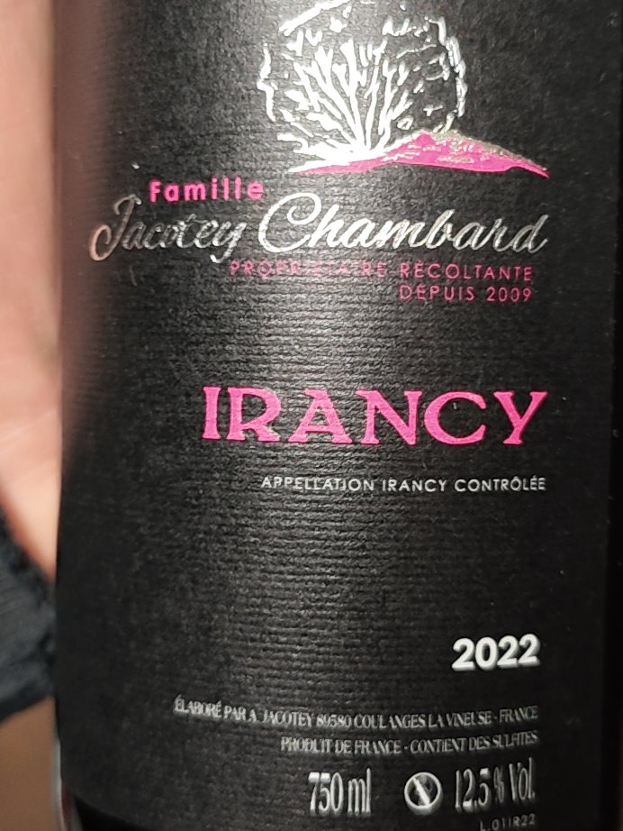 Étiquette de Irancy, Domaine Jacotey-Chambard