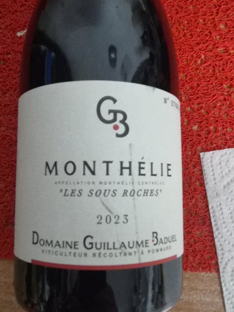 Étiquette de Monthélie Les Sous-Roches, Domaine Guillaume Baduel
