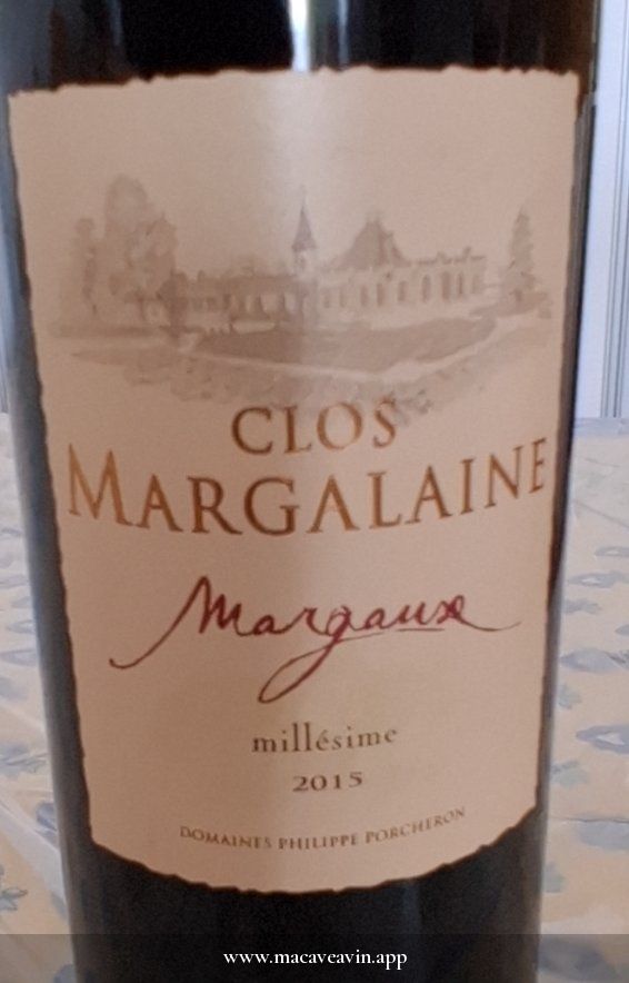 Étiquette de Clos Margalaine, Domaines Philippe Porcheron