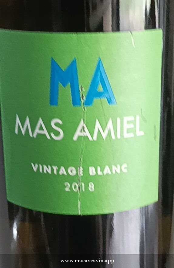 Étiquette de Vintage Blanc, Mas Amiel