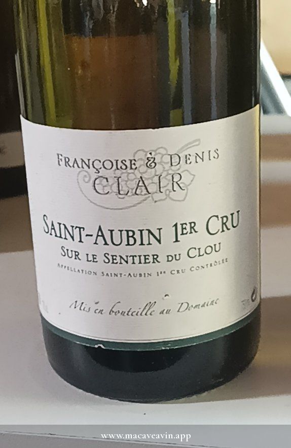 Étiquette de Saint-Aubin 1er Cru Sur le Sentier du Clou, Domaine Françoise et Denis Clair