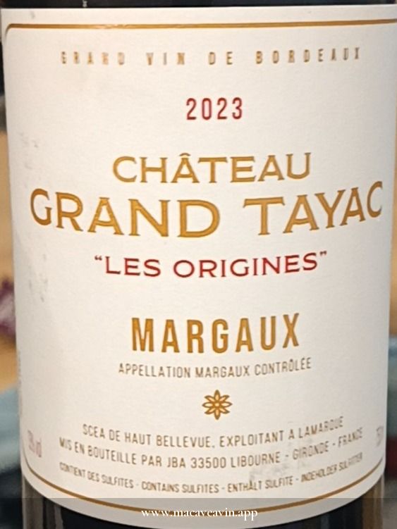 Étiquette de Les Origines, Château Grand Tayac