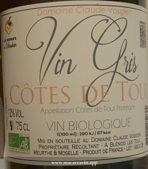 Étiquette de Cuvée Tradition, Domaine Claude Vosgien
