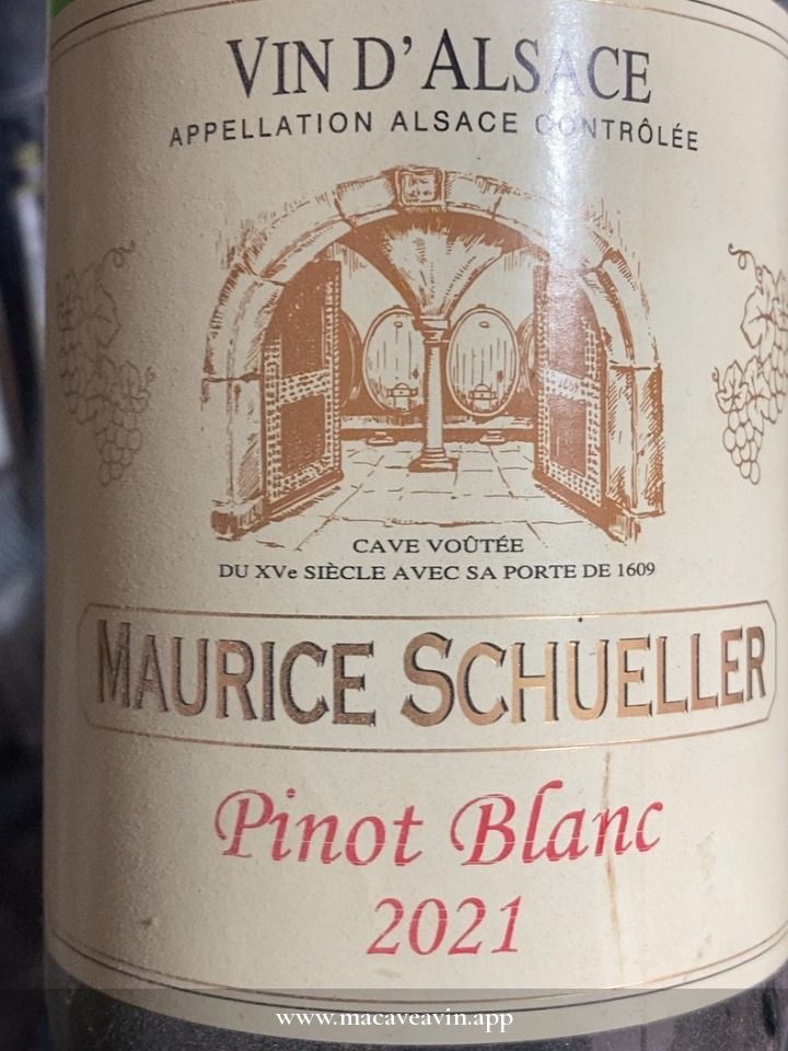 Étiquette de Pinot Blanc BIO, Maison Maurice Schueller