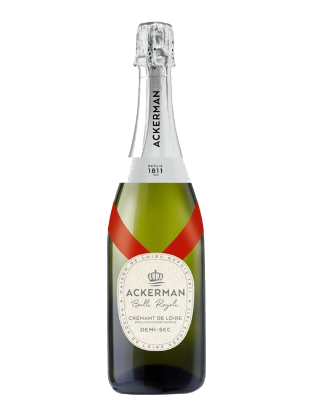 Étiquette de Crémant de Loire blanc demi-sec Bulle Royale, Maison Ackerman
