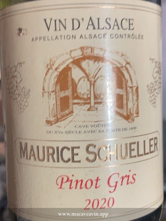 Étiquette de Pinot Gris BIO, Maison Maurice Schueller