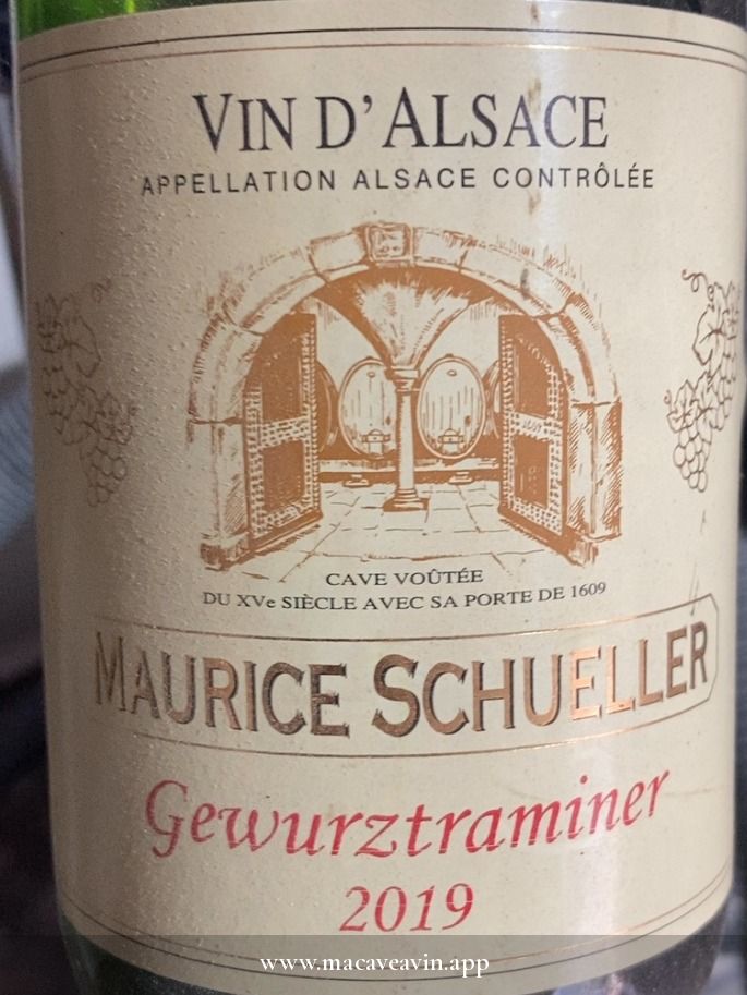 Étiquette de Gewurztraminer BIO, Maison Maurice Schueller