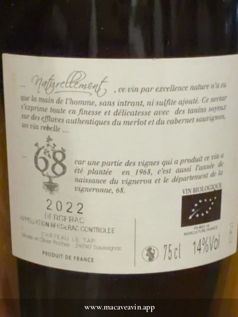 Étiquette de Château Le Tap Rouge, Château Le Tap