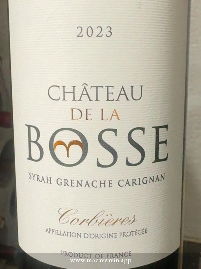 Étiquette de Château de la Bosse, Château de la Bosse