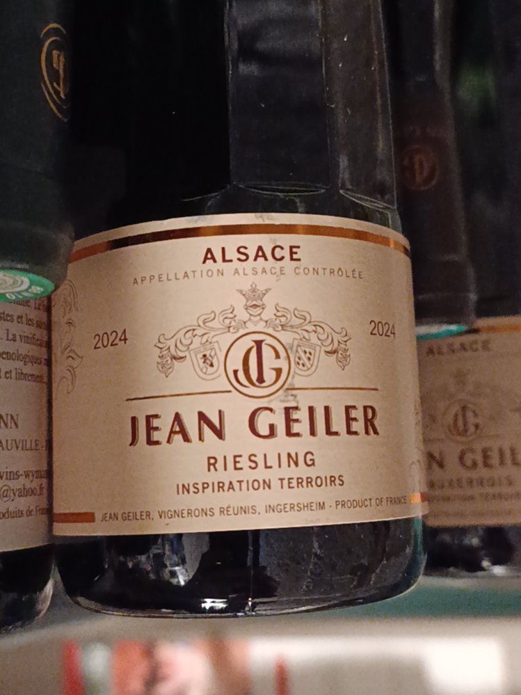 Étiquette de Riesling Inspiration Terroirs, Cave Jean Geiler