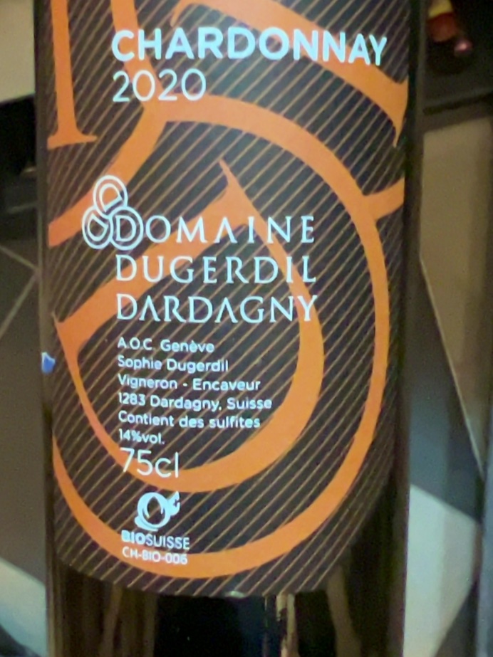 Étiquette de Chardonnay, Domaine Dugerdil Dardagny