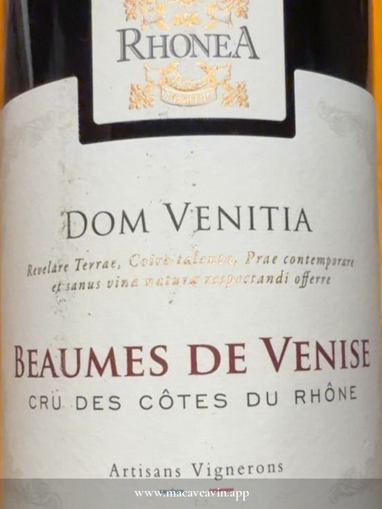 Étiquette de Dom Venitia, Rhonéa