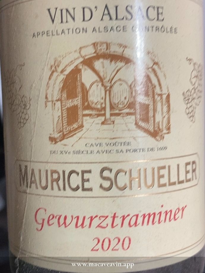 Étiquette de Gewurztraminer Vieilles Vignes BIO, Maison Maurice Schueller