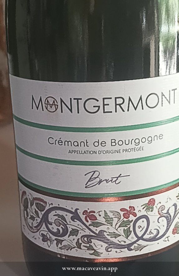 Étiquette de Crémant de Bourgogne Blanc Brut, Montgermont