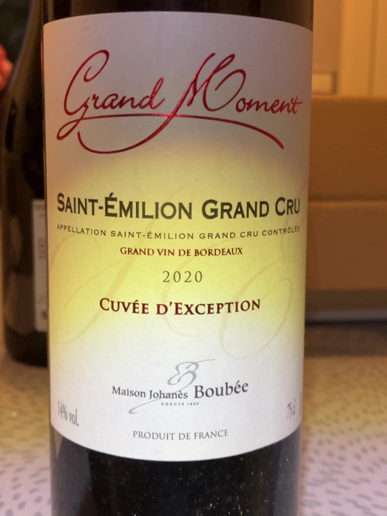 Étiquette de Grand Moment Cuvée d'Exception, Maison Johanès Boubée